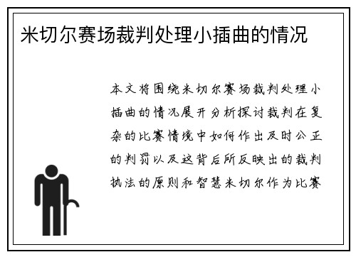 米切尔赛场裁判处理小插曲的情况